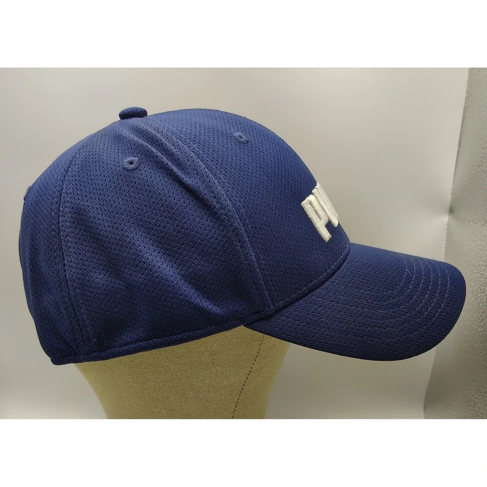 Puma Mens Navy Blue Mesh Stretch Fit Baseball Hat Embroidered Logo Size L/XL